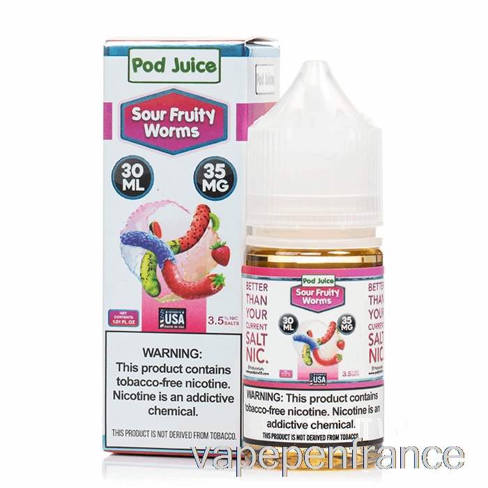 Vers Fruités Aigres - Jus De Gousse - Stylo Vape 30 Ml 20 Mg